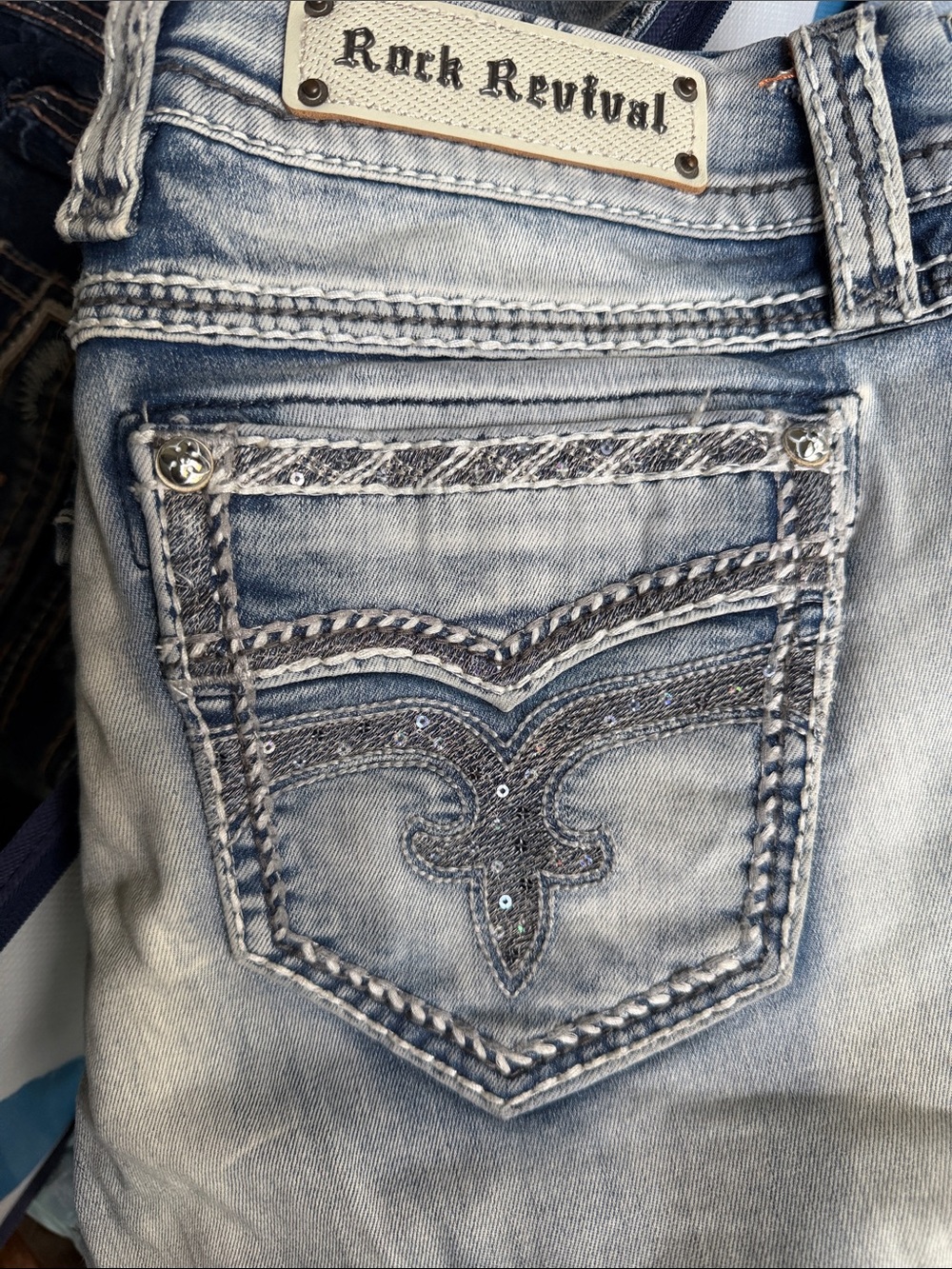 Rock Revival Women's Light Blue Embellished crop Jeans